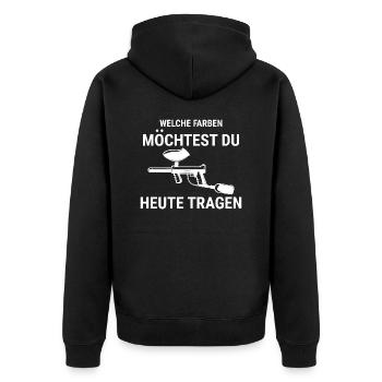 Paintball Airsoft - Unisex Premium Bio Zip Hoodie - Schwarz - Hinten - Nico (187cm)