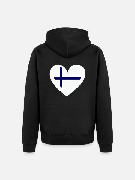 finnland herz - Unisex Premium Bio Zip Hoodie - Schwarz