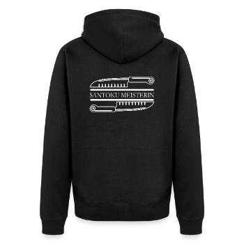 Santoku Meisterin - Unisex Premium Bio Zip Hoodie - Schwarz - Hinten - Nico (187cm)