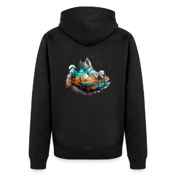 Landscape Forest Fantasy Design - Unisex Premium Organic Zip Hoodie - black - Back - Nico (187cm)