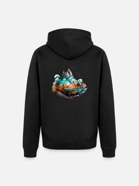 Landscape Forest Fantasy Design - Unisex Premium Organic Zip Hoodie - black