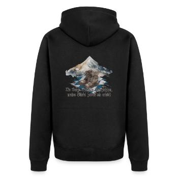 Berge Alpen Wandern Bergsteigen Lustige Sprüche - Unisex Premium Bio Zip Hoodie - Schwarz - Hinten - Nico (187cm)