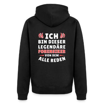 Ich bin dieser legendäre Forensiker - Unisex Premium Bio Zip Hoodie - Schwarz - Hinten - Nico (187cm)