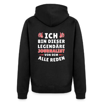 Ich bin dieser legendäre Journalist - Unisex Premium Bio Zip Hoodie - Schwarz - Hinten - Nico (187cm)