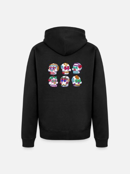 Zucker-Schädel - Unisex Premium Bio Zip Hoodie - Schwarz