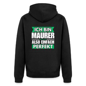 Einfach ein Perfekter Maurer - Unisex Premium Bio Zip Hoodie - Schwarz - Hinten - Nico (187cm)
