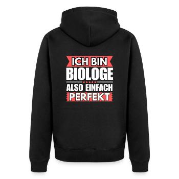 Einfach ein Perfekter Biologe - Unisex Premium Bio Zip Hoodie - Schwarz - Hinten - Nico (187cm)
