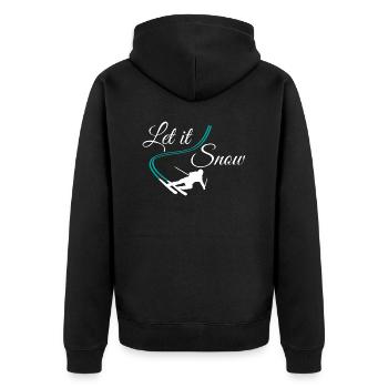let it snow skifahrer - Unisex Premium Bio Zip Hoodie - Schwarz - Hinten - Nico (187cm)