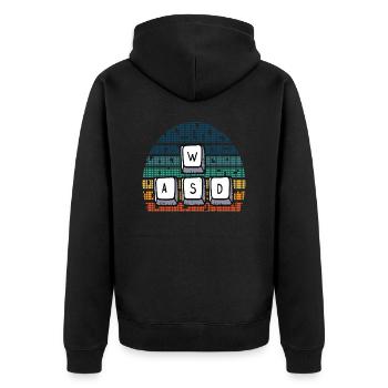 WASD Retro - Unisex Premium Organic Zip Hoodie - black - Back - Nico (187cm)