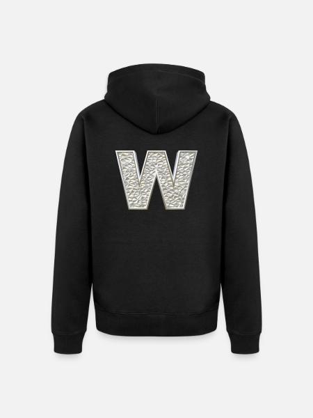 W, letter, initial, monogram, - Unisex Premium Organic Zip Hoodie - black