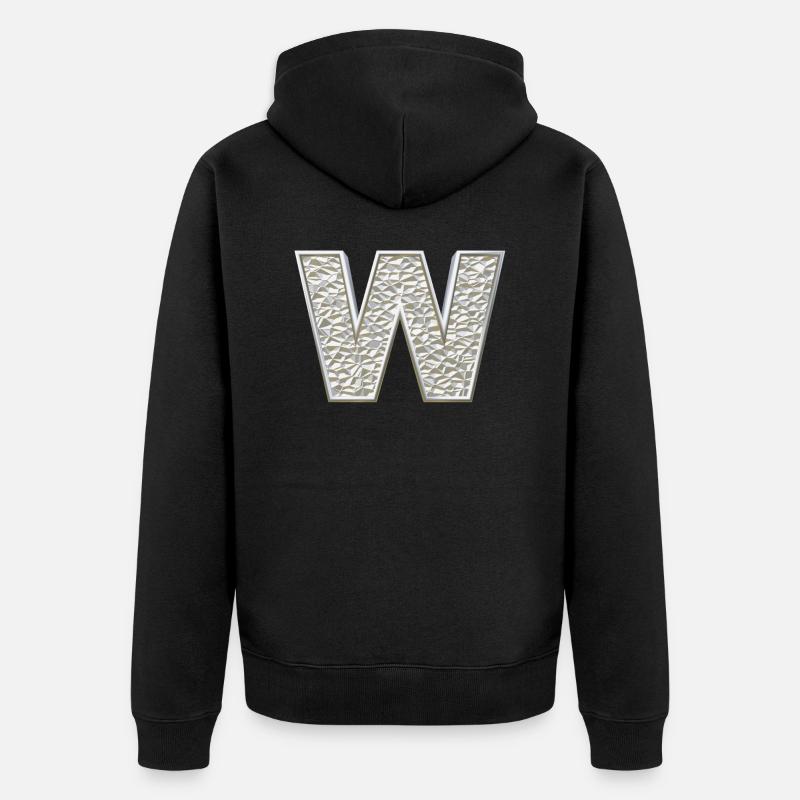 W, letter, initial, monogram, - Unisex Premium Bio Zip Hoodie - Schwarz
