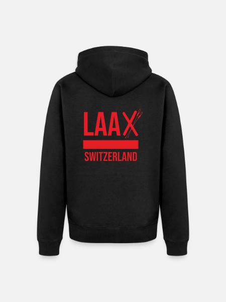 Laax Graubünden Souvenir - Unisex Premium Organic Zip Hoodie - black