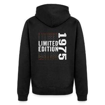 Limitierte Auflage 1975 - Fantastischer 48. Geburtstag - Unisex Premium Bio Zip Hoodie - Schwarz - Hinten - Nico (187cm)