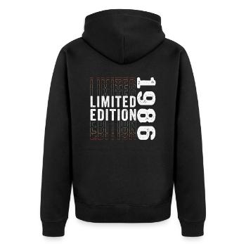 Limitierte Auflage 1986 - Toller 37. Geburtstag - Unisex Premium Bio Zip Hoodie - Schwarz - Hinten - Nico (187cm)