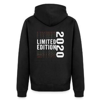 Limitierte Auflage 2020 - Tolle Retro zum 3. Geburtstag - Unisex Premium Bio Zip Hoodie - Schwarz - Hinten - Nico (187cm)