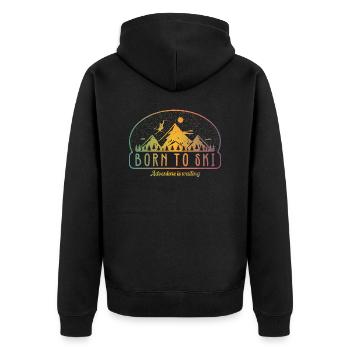 Born to Ski - Unisex Premium Organic Zip Hoodie - black - Back - Nico (187cm)