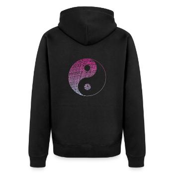 yin yang - Unisex Premium Bio Zip Hoodie - Schwarz - Hinten - Nico (187cm)