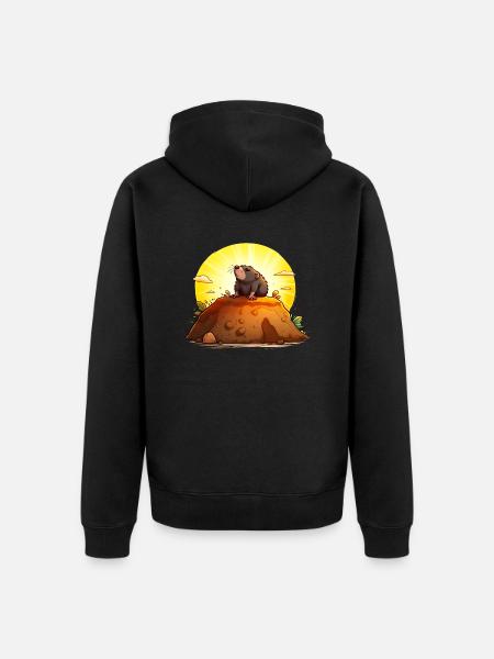 Funny mole on his hill - Unisex Premium Organic Zip Hoodie - black