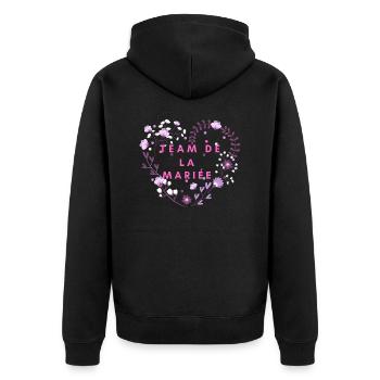 Blumenherz Braut Team - Unisex Premium Bio Zip Hoodie - Schwarz - Hinten - Nico (187cm)