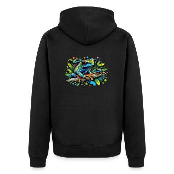 frosch - Unisex Premium Bio Zip Hoodie - Schwarz - Hinten - Nico (187cm)