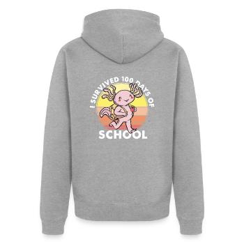 J’ai survécu à 100 jours d’école, c’est l’école Alotl - Veste à capuche bio Premium Unisexe - gris chiné - Dos - Nico (187cm)