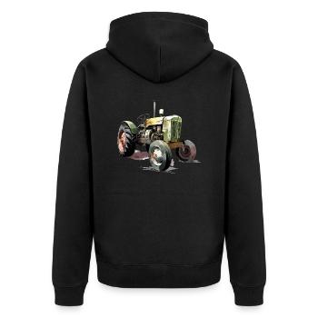 Altmodischer Traktor Nr. 2 - Unisex Premium Bio Zip Hoodie - Schwarz - Hinten - Nico (187cm)