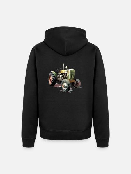 Old-fashioned tractor n°2 - Unisex Premium Organic Zip Hoodie - black