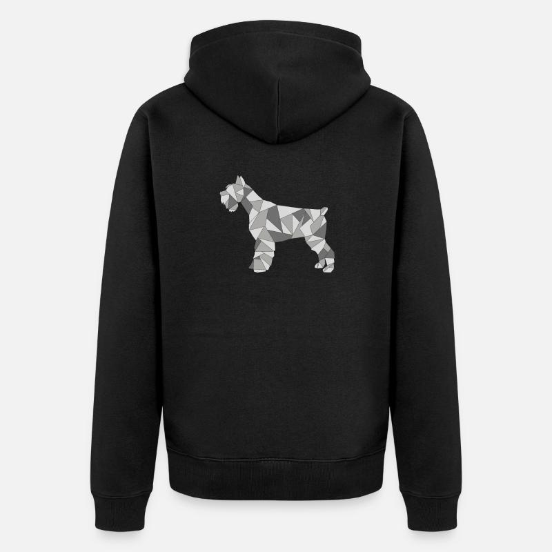 GEOMETRISCHER SCHNAUZER grau - Unisex Premium Bio Zip Hoodie - Schwarz