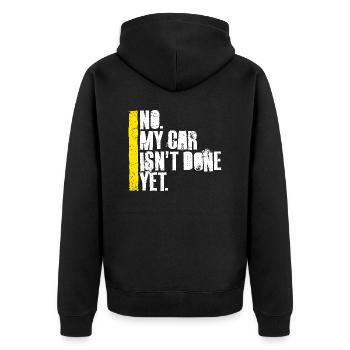 Non Ma voiture n’est pas encore finie Drôle de garagiste mécanicien - Veste à capuche bio Premium Unisexe - noir - Dos - Nico (187cm)