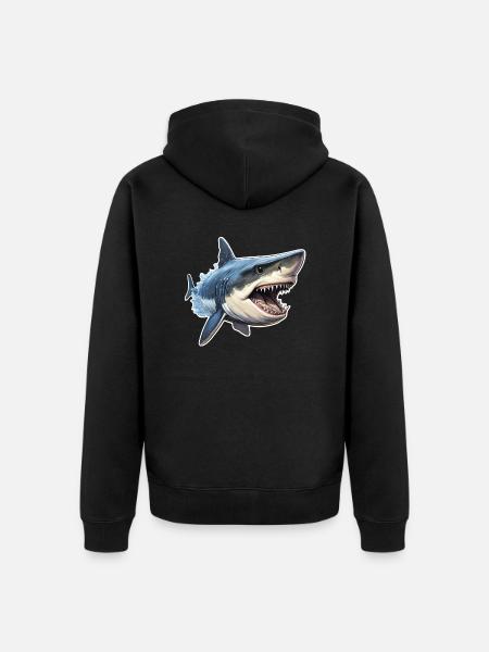 Requin vorace - Veste à capuche bio Premium Unisexe - noir
