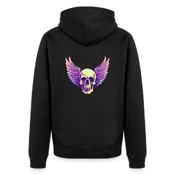 Crâne avec des ailes - Veste à capuche bio Premium Unisexe - noir - Dos - Nico (187cm)