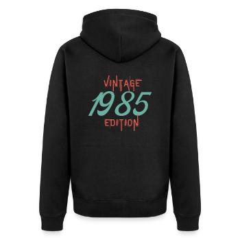 Jahrgang Ausgabe 1985 - Unisex Premium Bio Zip Hoodie - Schwarz - Hinten - Nico (187cm)