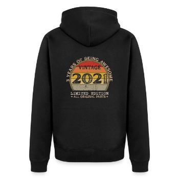 Jahrgang 2021 - Jahrgang 2021 Retro Geburtstag - Unisex Premium Bio Zip Hoodie - Schwarz - Hinten - Nico (187cm)