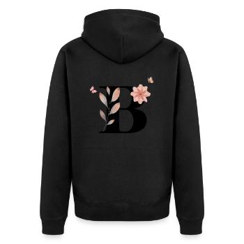Lettre b fleurs sauvages aquarelles - Veste à capuche bio Premium Unisexe - noir - Dos - Nico (187cm)