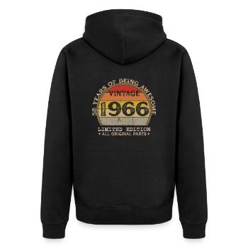 Né en 1966 - Vintage 1966 Anniversaire Rétro - Veste à capuche bio Premium Unisexe - noir - Dos - Nico (187cm)