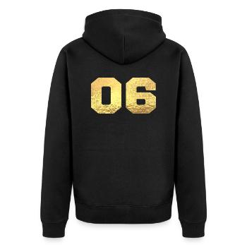 Number 6 Gold Glitter - 6th Anniversary - Unisex Premium Organic Zip Hoodie - black - Back - Nico (187cm)