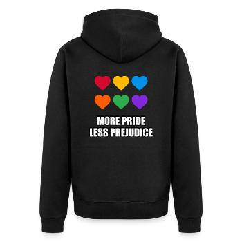 Plus d’orgueil moins de préjugés Cœurs arc-en-ciel - Veste à capuche bio Premium Unisexe - noir - Dos - Nico (187cm)