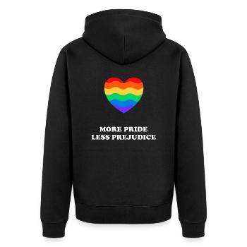 Plus de fierté, moins de préjugés LGBTQ Gay Pride - Veste à capuche bio Premium Unisexe - noir - Dos - Nico (187cm)