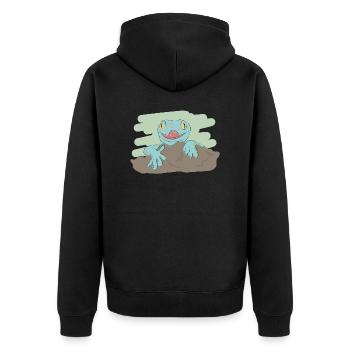 Illustriertes Design mit Gecko - Unisex Premium Bio Zip Hoodie - Schwarz - Hinten - Nico (187cm)