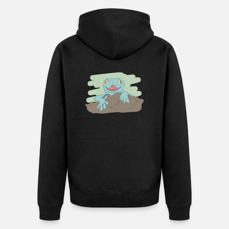 Design illustré avec gecko - Veste à capuche bio Premium Unisexe - noir