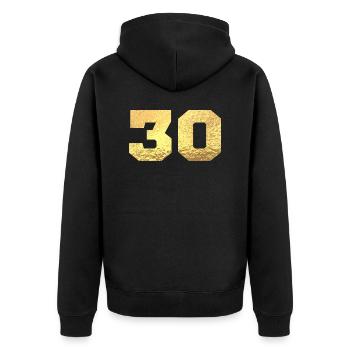 Numéro 30 paillettes doré - 30e anniversaire - Veste à capuche bio Premium Unisexe - noir - Dos - Nico (187cm)