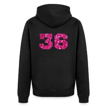 Numéro 36 paillettes rose - 36e anniversaire - Veste à capuche bio Premium Unisexe - noir - Dos - Nico (187cm)