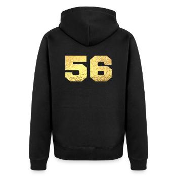 Number 56 Gold Glitter - 56th Anniversary - Unisex Premium Organic Zip Hoodie - black - Back - Nico (187cm)