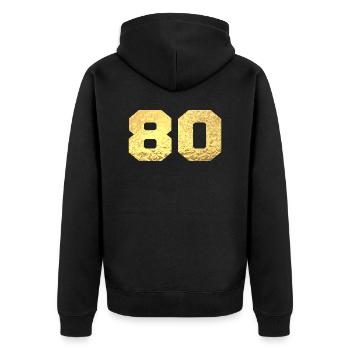 Number 80 Gold Glitter - 80th Anniversary - Unisex Premium Organic Zip Hoodie - black - Back - Nico (187cm)