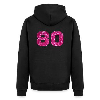 Numéro 80 paillettes rose - 80e anniversaire - Veste à capuche bio Premium Unisexe - noir - Dos - Nico (187cm)
