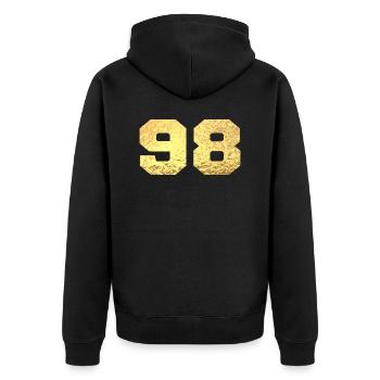 Number 98 Gold Glitter - 98th Anniversary - Unisex Premium Organic Zip Hoodie - black - Back - Nico (187cm)