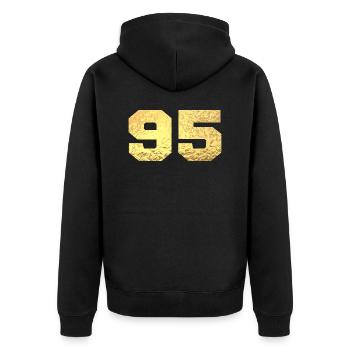 Number 95 Gold Glitter - 95th Anniversary - Unisex Premium Organic Zip Hoodie - black - Back - Nico (187cm)