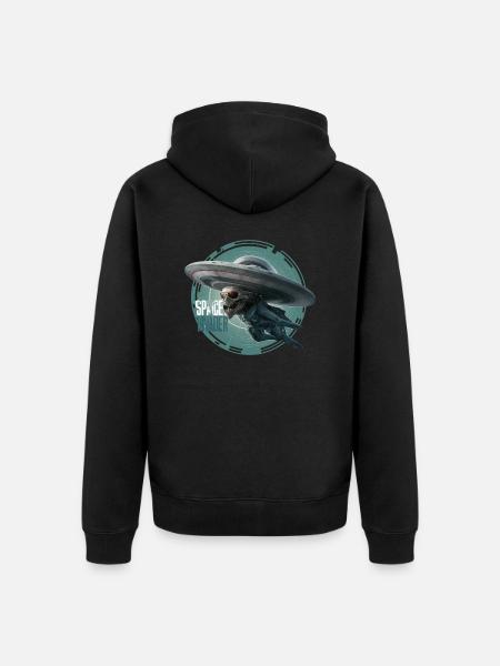 ALIEN UFO, SPACE INVANDER - Unisex Premium Organic Zip Hoodie - black