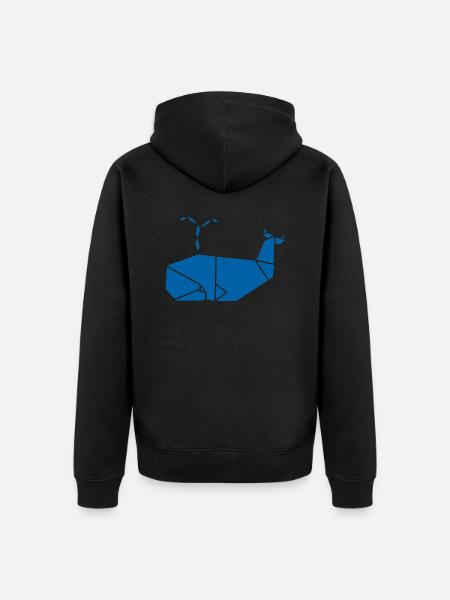 blue whale origami - Unisex Premium Organic Zip Hoodie - black