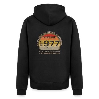 Né en 1977 - Vintage 1977 Anniversaire Rétro - Veste à capuche bio Premium Unisexe - noir - Dos - Nico (187cm)